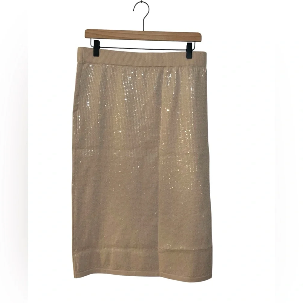 NWT|‎ Sanctuary Cream Sequin Pencil Skirt | Sz XL Holidays, NYE